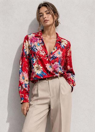 Сатинова яскрава блуза-сорочка  vero moda — стильна базова річ