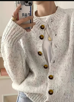 100% шерстяной  кардиган  marks & spencer с карманами меланжевой расцветки 12-14р