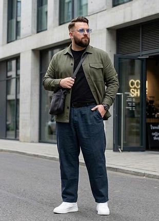 Чоловічі широкі штани бавовняні на резинці великого розміру (oversize / workwear)