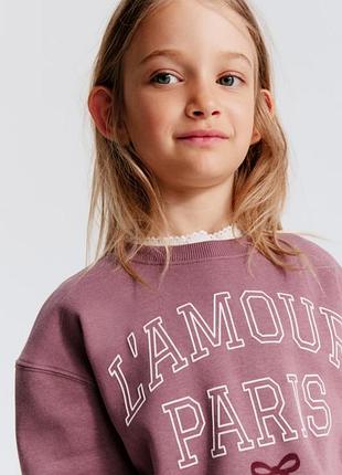 Свитшот h&amp;m для девочки, розовый свитшот, теплая кофта, джемпер 5