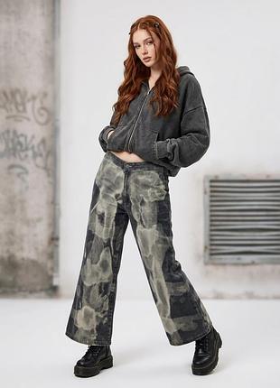 Джинсы широкие графитовые acid wash y2k