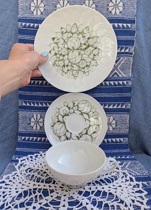 Вінтажне тріо. rosenthal. lotus jade. декор. предмети декору. інтерʼєрні предмети