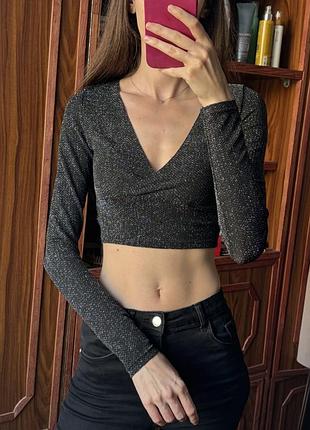 Блискучий топ / лонсглів з довгим рукавом, люрекс, fb sister