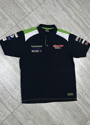 Vintage kawasaki racing polo t-shirt 90s size l поло футболка