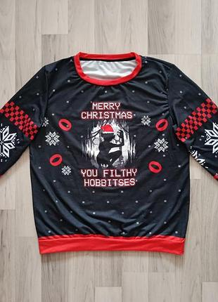 Святковий світшот merry christmas you filthy hobbitses з зображенням голлума з «володаря перснів» lord of rings xl