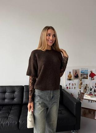 Теплый романтичный джемпер с кружевом 6