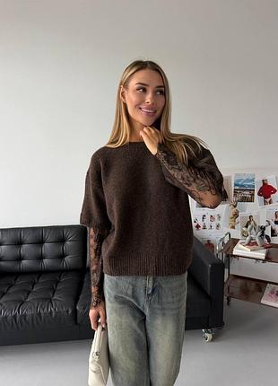 Теплый романтичный джемпер с кружевом 4