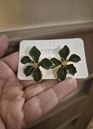 Сережки для жінок fashion, зелені,сережки квіточки,сережки гвоздики у формі квіток