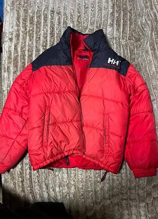 Теплий пуховик куртка helly hansen червоно-чорний вінтаж