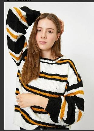 Кофта, белый джемпер в полоски, мягкий акриловый свитер, 2xl/3xl
