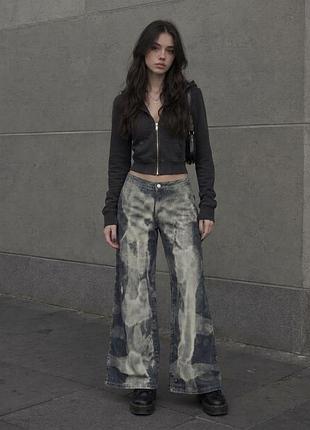 Джинси широкі графітові acid wash y2k