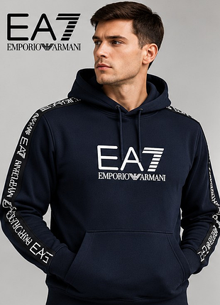 Мужское худи ea7 emporio armani темно-синее l 50 оригинал certilogo