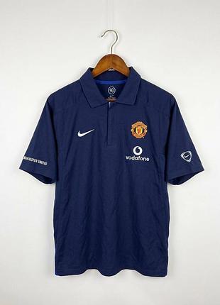 Колекційне вінтажне поло nike manchester united 2005-06 (1/3 zip) total 90 оригінальне l-xl сине