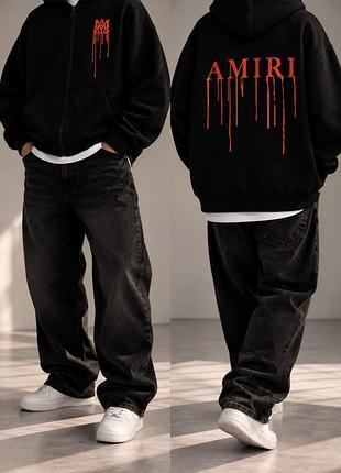 Amiri zip hoodie черные