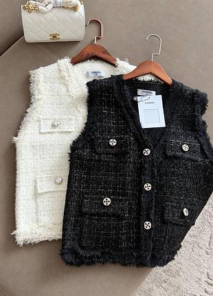 New 😍 шикарні теплі жилетки твід chanel розміри s m l