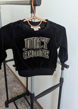 Свитшот кофта велюр черная трендовая juicy couture 8-12 мес