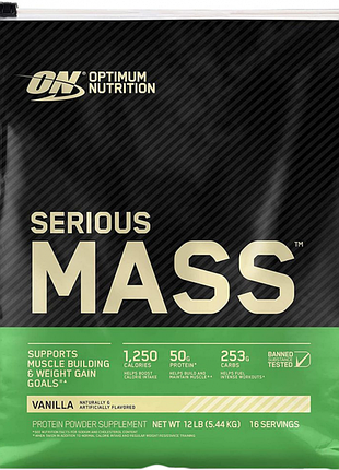 Гейнер optimum nutrition serious mass 5.45 кг ваніль (841801)