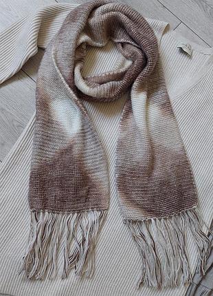 Шарф бежево-кофейный из перуанской альпаки peruvian alpaca collection (19 см на 180 см)