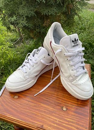 Кеди жіночі adidas originals біло-сині з червоним, розмір 37, шкіра
