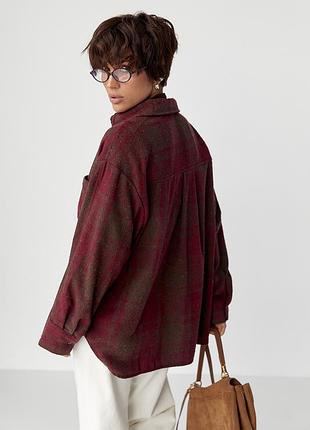 Тепла фланелева сорочка oversize у клітинку 4