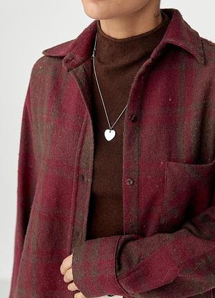 Тепла фланелева сорочка oversize у клітинку
