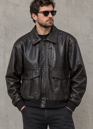 S.b aviator a2 р. xxl 52 куртка шкіряна модель пілот темно коричнева чоловіча авіатор бомбер льотна натуральна шкіра коричневого кольору для чоловіків