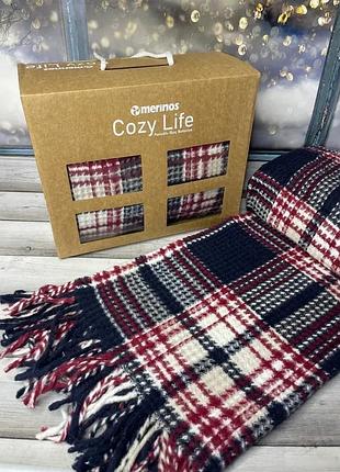 Плед хлопковый с бахромой cozy life полуторный размер 130 на 170 см рогожка