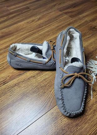 Оригинальные мокасины ugg ansley 39 р. натуральная замша, овчина, серые
