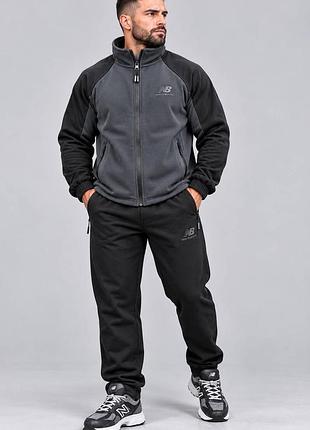 Чоловічий зимовий трикотажний костюм на флісі new balance