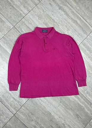Vintage 70s 80s fred perry long sleeve polo light pink made in england 44 mens m поло кофта лонгслів