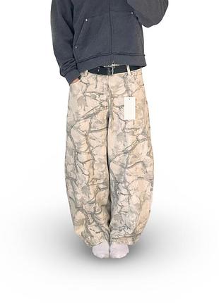 Широкі штани zara camo pants джинси зара камуфляжні barrel baggy