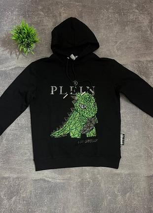 Чоловіче худі philipp plein чорне з принтом