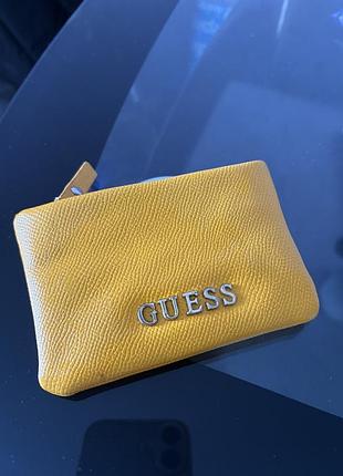 Міні гаманець guess шкіряний жовтий, оригінал