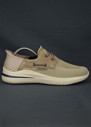 Skechers slip-ins delson 3.0 - roth кросівки сліпони мокасини чоловічі сітка текстиль бежеві оригінал 40-41 р/26 см crocs ecco merrell timberland
