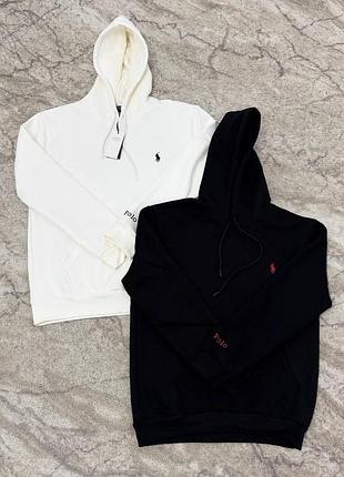 Чоловіче худі ralph polo на флісі, біле та чорне