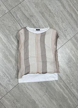 Peserico cotton/silk beige/white women's blouse size xs майка топ блуза футболка