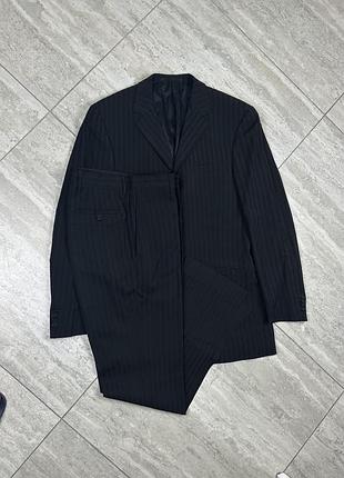 Vintage versace classic 3-button wool black stripe 2-piece suit size 46 s костюм вінтаж піджак брюки