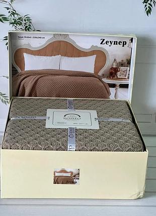 Плед в'язаний romeo home євро розмір 220 на 240 см zeynep koyu kahve