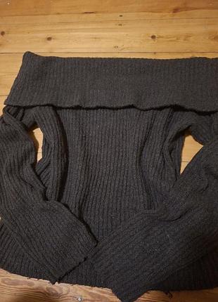 Коричневый свитер off shoulder h&amp;m l новый