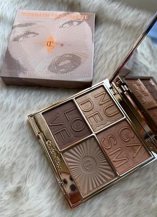 Хайлайтери charlotte tilbury super nudes nudegasm bronze, sculpt & glow face palette