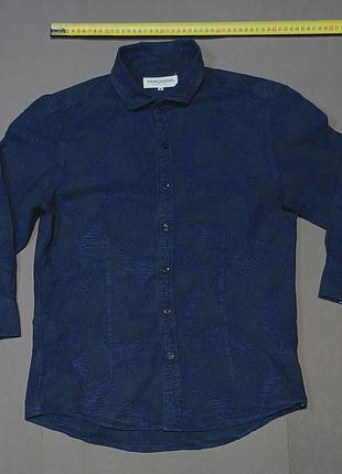 Комір 41 см  vanquish shibuya tokyo  size m  темно синя жакардова сорочка в рослинний малюнок  made in japan 
52% cotton 48% viscose