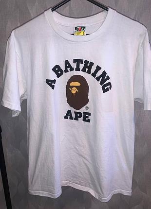Футболка a bathing ape college tee white
