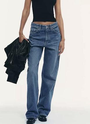 Джинси жіночі zara сині wide-leg
