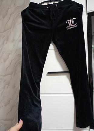Спортивні штани для дівчаток juicy couture, чорні, велюрові, на зріст 134-140 см
