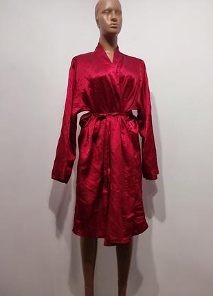 Атласный красный халат hunkemöller homewear р. xl-4xl / батал кимоно