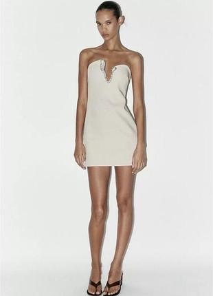 Коротка сукня жіноча zara бежева розмір s