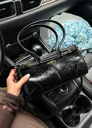 🖤prada medium🖤 натуральная кожа брендовая черная мини сумочка с комплектом