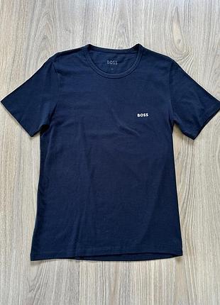 Мужская синяя базовая хлопковая футболка hugo boss