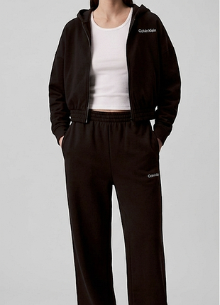 Жіночий спортивний костюм calvin klein performance brushed french terry set у чорному кольорі