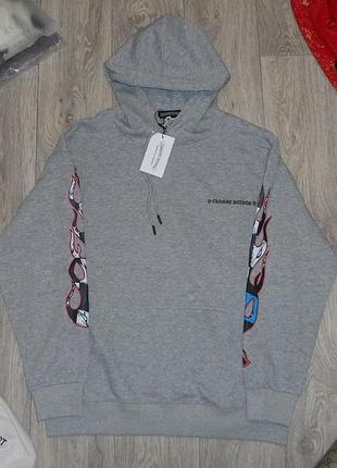 Худі чоловіче chrome hearts x matty boy brain flames сіре